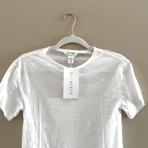 Athleta Essential Slub Tee. White. XXS. 100% Cotton. NWT. - Picture 2 of 6